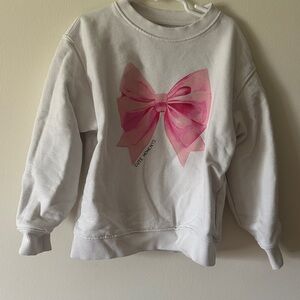 Zara White Sweatshirt with Pink Bow Print